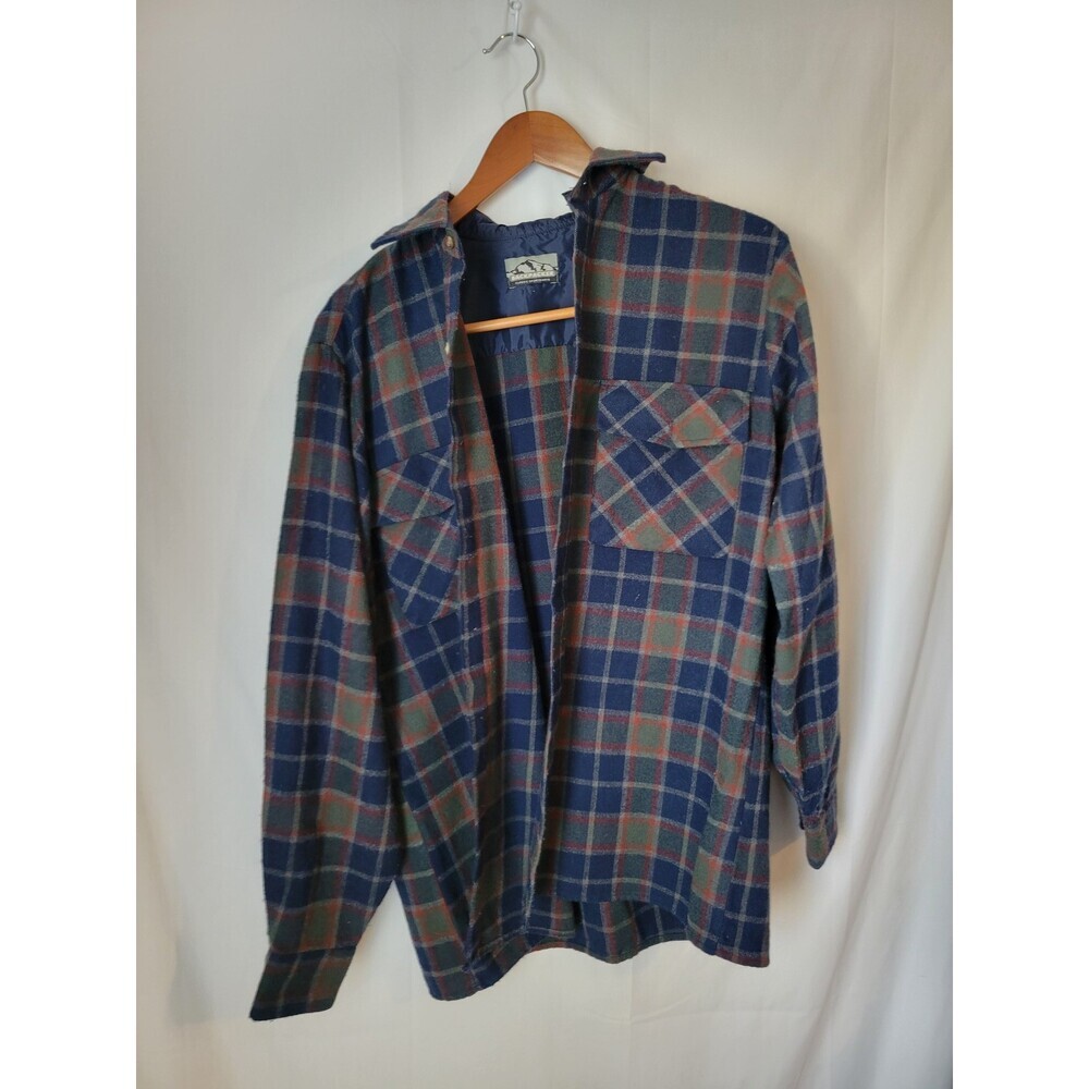 BACKPACKER Men's Classic Sports Flannel Plaid‎ Button Down Shirt Navy Green Rust